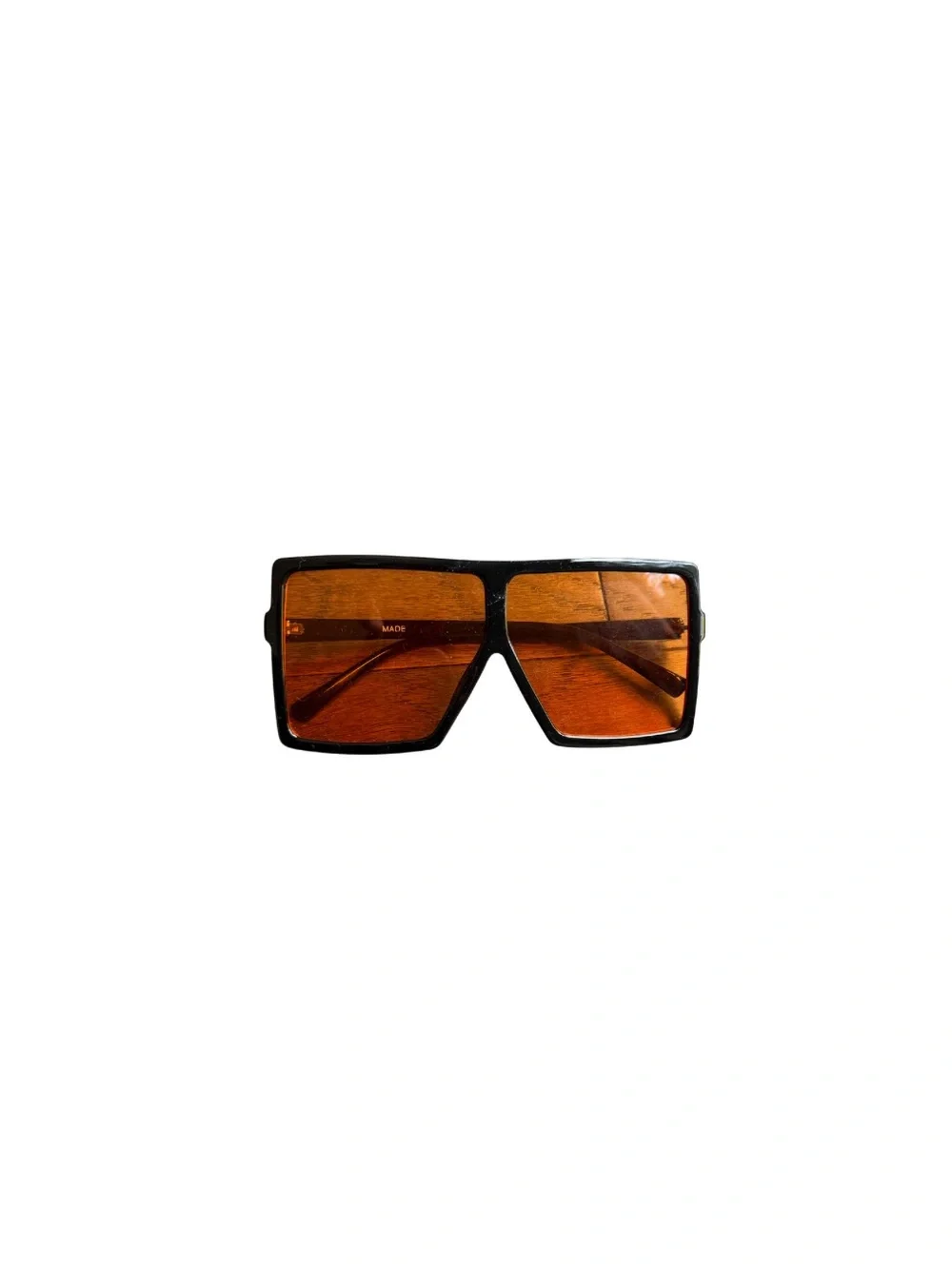 Retro Oversized Square Sunglasses with Amber Lenses
